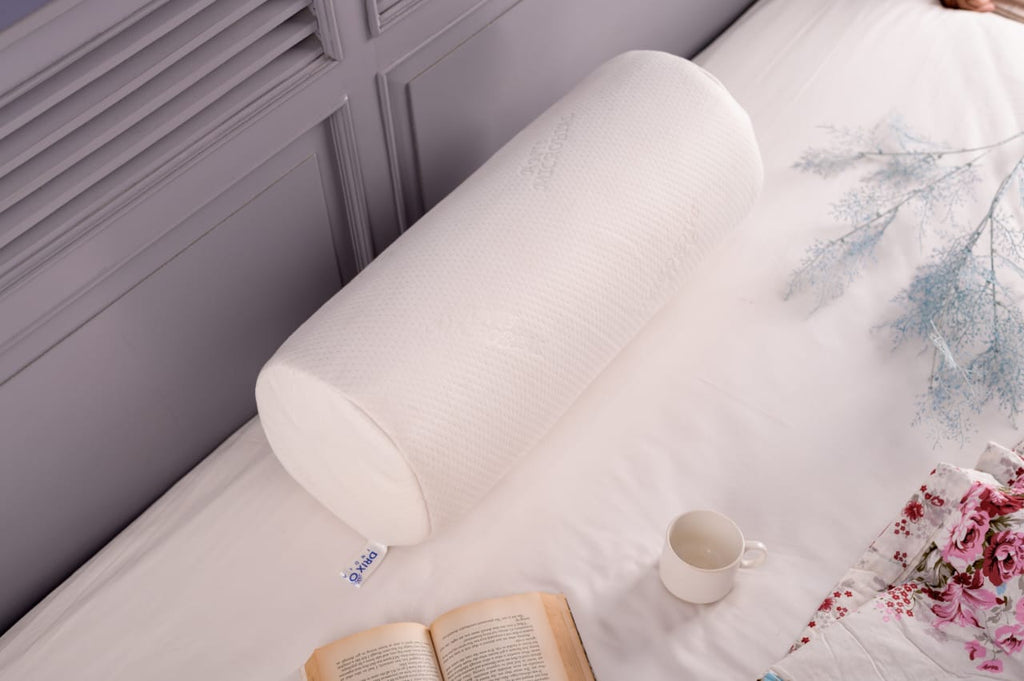 Memory Foam Bolster Pillow for Neck & Back Support | Cylindrical Round Roll Cushion | Orthopedic Sleeping Pillow for Bed, Sofa & Leg Support (White)