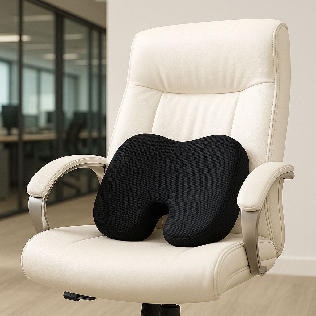 Orthopedic Memory Foam Seat Cushion for Tailbone Pain Relief | Coccyx Support Chair Pad | U-Shape Sciatica & Back Support Cushion for Office Chair, Car & Home (Black)