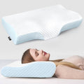 Memory Foam Pillow Contour Cervical Orthopedic Supports Neck Pain and Shoulder Pain for Sleeping, Ergonomic Cervical Pillow Neck Support Pillow for Side Back (Curv-Sky)