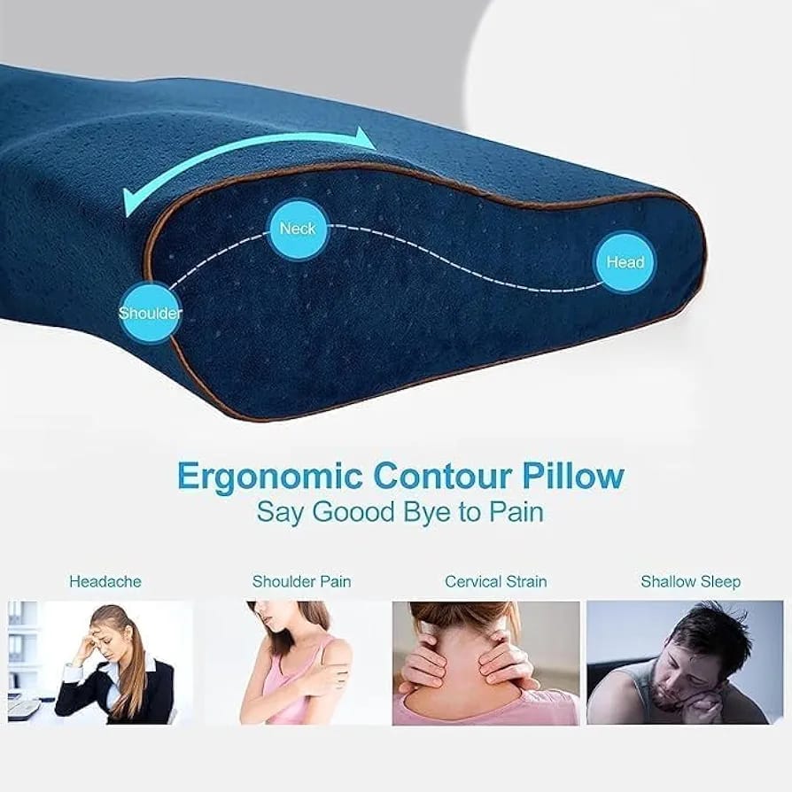 Contour Memory Foam Cervical Pillow for Sleeping | Orthopedic Neck & Shoulder Support Pillow for Pain Relief | Ergonomic Design for Side, Back & Stomach Sleepers