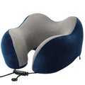 Memory Foam Travel Neck Pillow – U Shape Head & Neck Support Cushion for Airplane, Car & Office – Soft Washable Cover (Black & Blue)