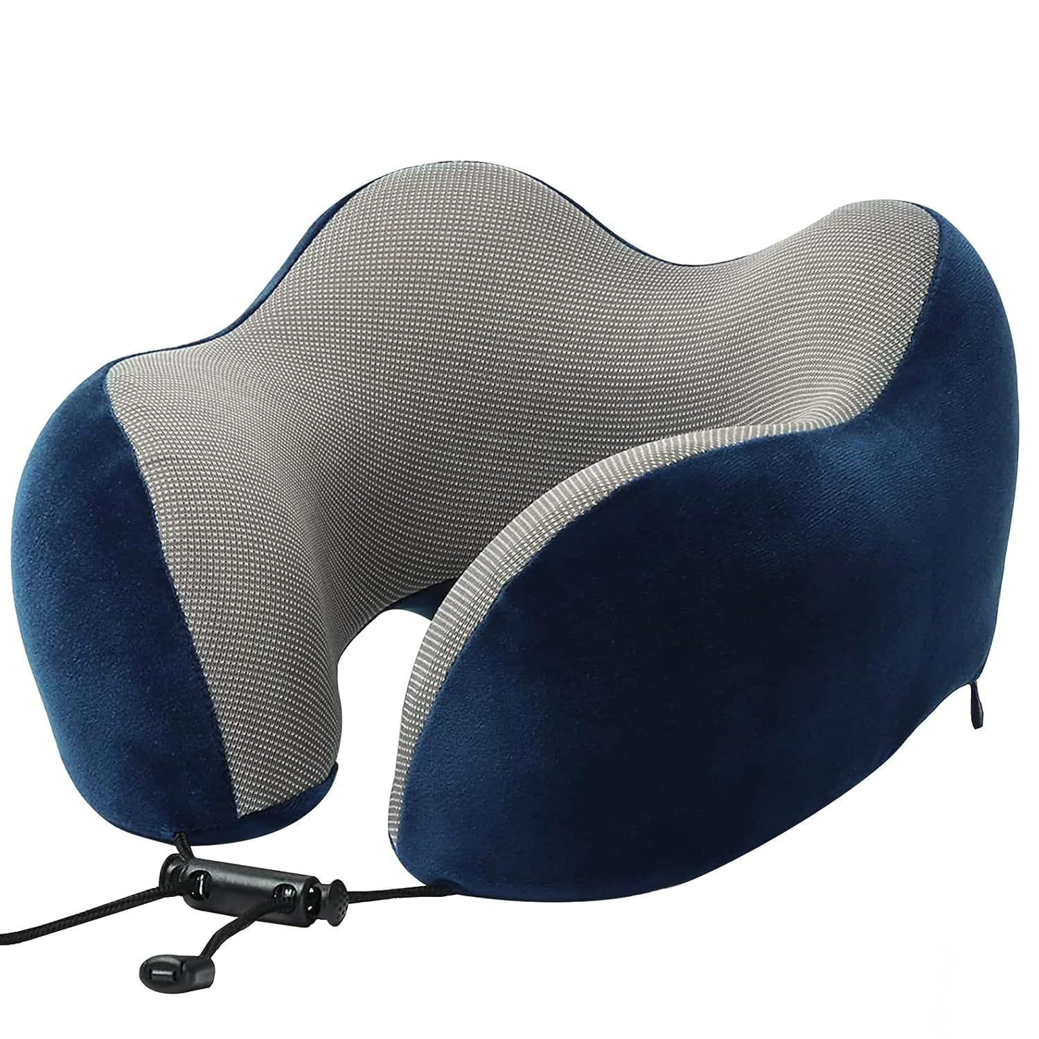 Memory Foam Travel Neck Pillow – U Shape Head & Neck Support Cushion for Airplane, Car & Office – Soft Washable Cover (Black & Blue)