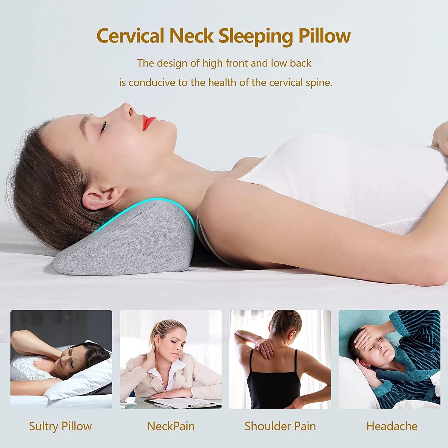Ergonomic Cervical Neck Support Memory Foam Pillow for Sleeping