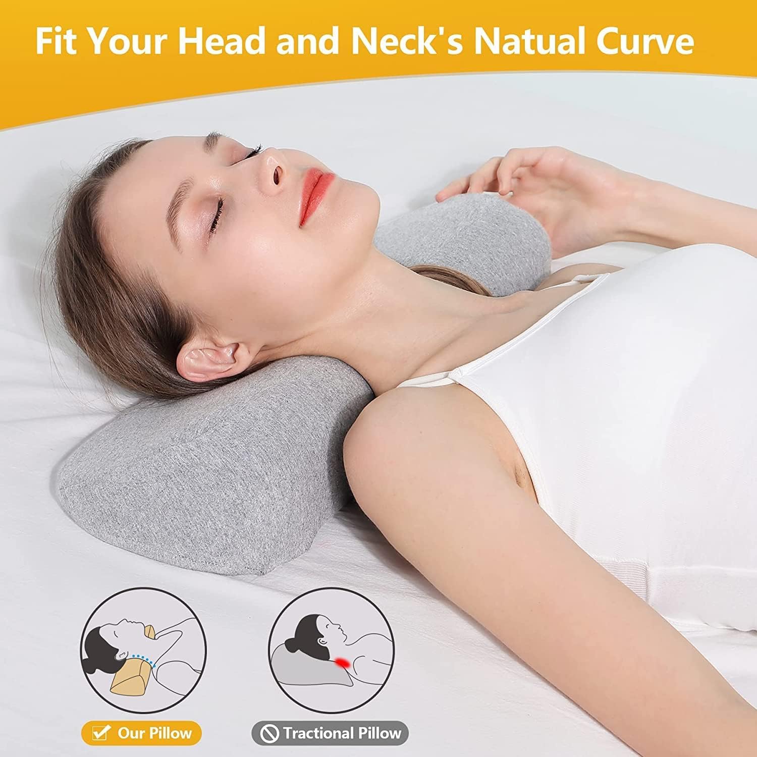 Ergonomic Cervical Neck Support Memory Foam Pillow for Sleeping